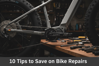 Bicycle being maintained in a workshop — 10 Tips to Save on Bike Repairs