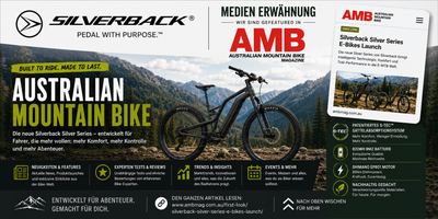 Silverback Silver Series E-Bike auf einem Mountainbike-Trail — vorgestellt im AMB Magazine First-Look-Bericht