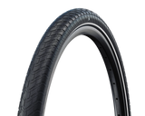 Schwalbe Big Apple Motion HS 632 touring tire – full ring view showing black sidewall and white reflex strip for road visibility