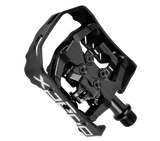 Xpedo Milo clipless pedal in black – product shot showing aluminium cage and SPD cleat mechanism