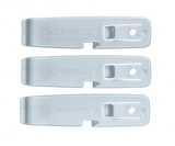 Schwalbe tyre levers set of 3 in blue – stacked flat view showing full lever profile