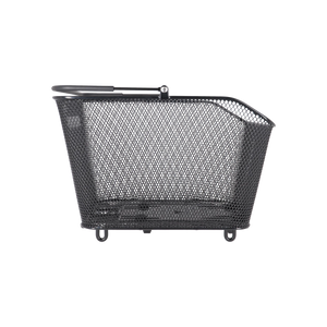 Racktime Baskit Trunk Mid – black steel mesh rear rack basket with Snapit adapter, foam-grip handle and integrated feet, 30×25×44 cm, 24 litres capacity