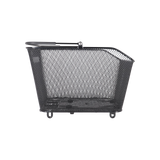 Racktime Baskit Trunk Mid – black steel mesh rear rack basket with Snapit adapter, foam-grip handle and integrated feet, 30×25×44 cm, 24 litres capacity
