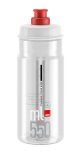 Elite Jet 550ml cycling water bottle in clear with red push-pull cap – biodegradable polyethylene, Change Your Ride branding