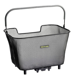 Racktime Baskit Small black steel mesh rear bike basket with Snapit adapter and carry handle – 41x30x22 cm