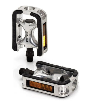 XLC Fahrradpedale PD-C01 Alu City-/Comfort-Pedal Gummiauflage silber/schwarz