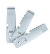 Schwalbe tyre levers set of 3 in blue – fanned out showing hook and spoke notch detail