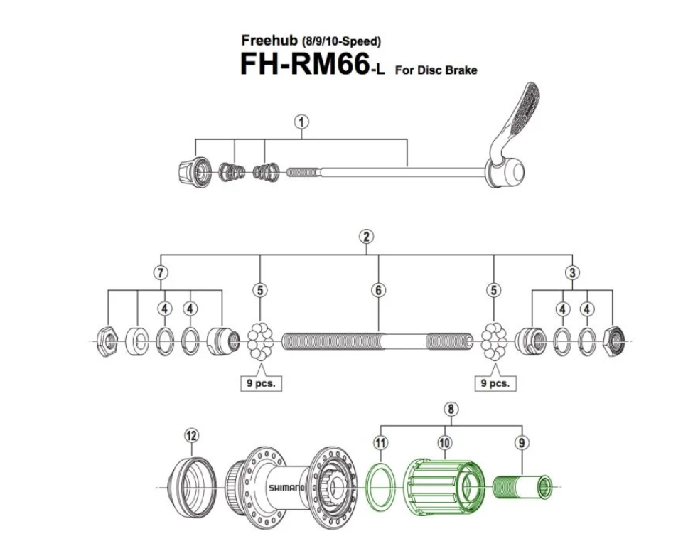 Shimano Freewheel Y3TD98050 for 8-to 11-speed RM66, RM70, M3050, T3000