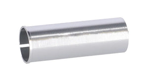 XLC SP-X20 calibration bushing 31.6mm to 34.9mm in silver aluminium – 120mm length, angled view showing slot and bore