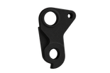 A matte black metal bracket or mounting piece with two circular cutouts, shown on a plain white background. 3