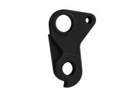 A matte black metal bracket or mounting piece with two circular cutouts, shown on a plain white background. 3