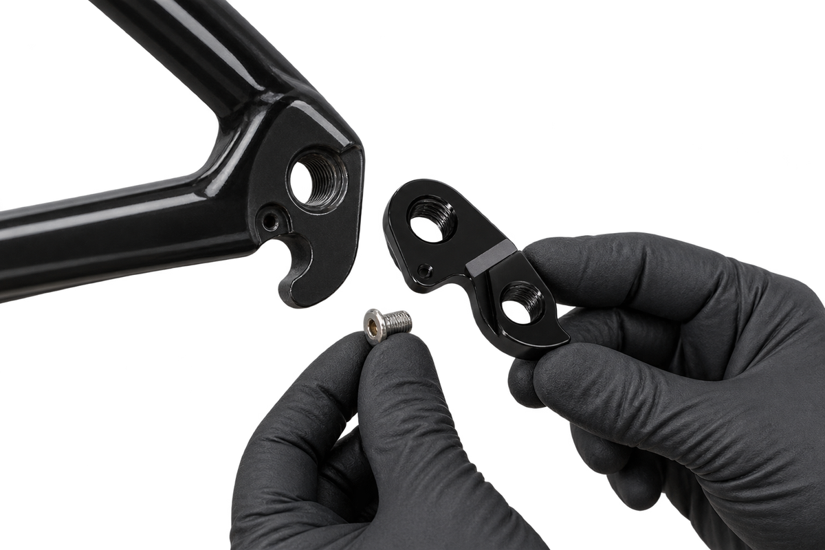 AI-generated servicing concept with gloved hands holding Hanger 3 beside a frame 2
