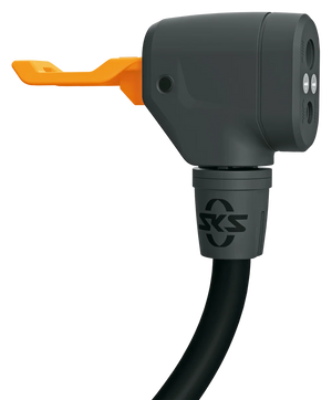 SKS Pump Head AV/DV/SV MV Easy – side view with orange locking lever and hose connection