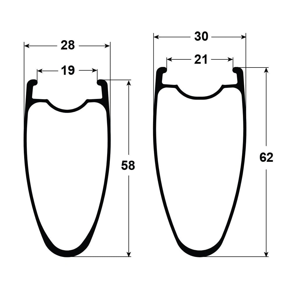 Reynolds 58/62 DB Carbon Disc Wheelset - Clincher - Centerlock - FW: 12/15x100mm | RW: 12x142mm - carbon