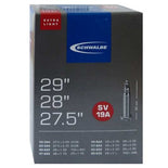 Close-up of Schwalbe SV 19 tube showcasing French valve and reinforced design 5