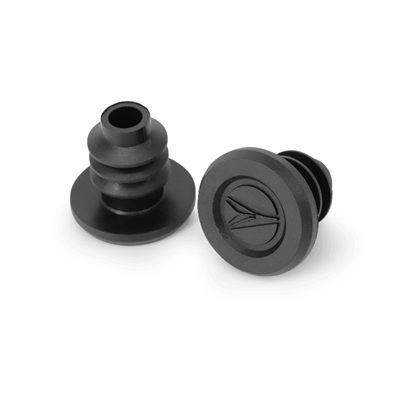 High-density rubber grips bar plugs in black, designed for handlebar safety.