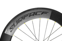 Close-up of the Surface Elite 80 rim made from 3K Twill weave Toray carbon Fiber